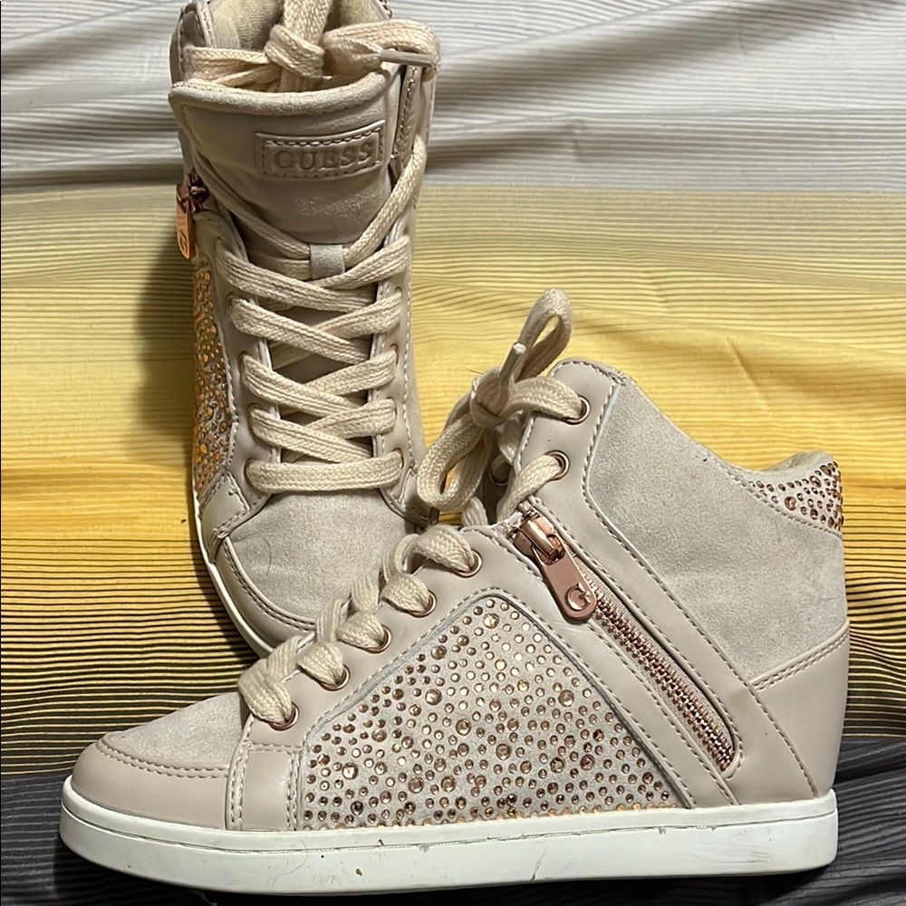 GUESS Women's Cream High-Top Sneakers